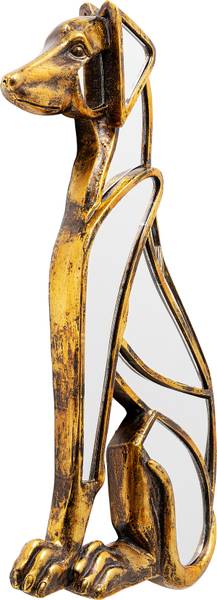 Wandspiegel Dog Polyresin / Spiegelglas - Gold