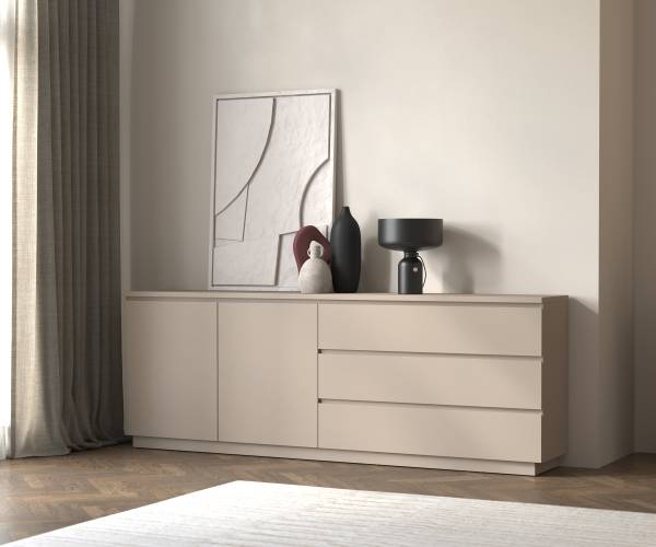 Dressoir YARA 4 lades zandgrijs