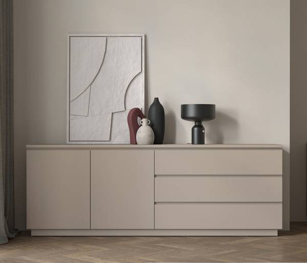 Dressoir YARA 4 lades zandgrijs