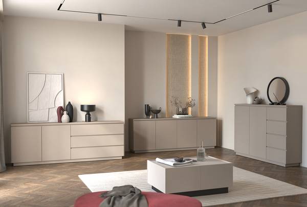 Dressoir YARA 4 lades zandgrijs