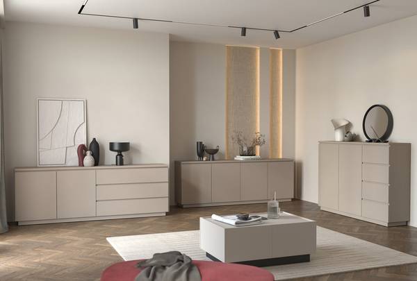 Dressoir YARA 4 lades zandgrijs