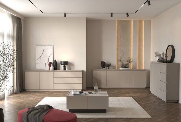 Dressoir YARA 4 lades zandgrijs