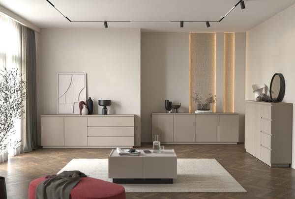 Dressoir YARA 4 lades zandgrijs