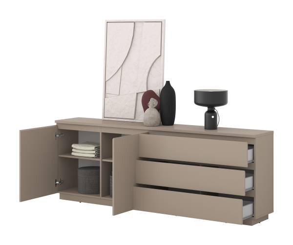 Dressoir YARA 4 lades zandgrijs