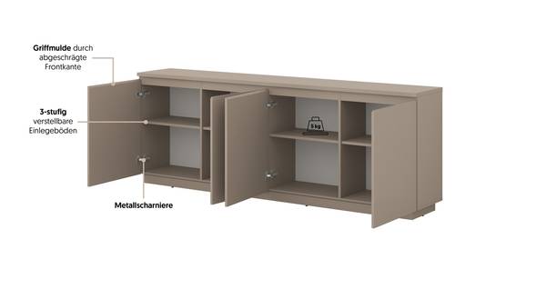 Enfilade YARA avec 4 portes Gris sable