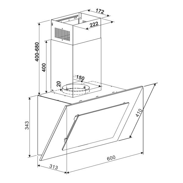 Schräghaube CH 2060SBM Schwarz