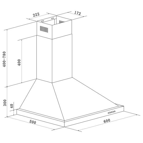 Kaminhaube Respekta 60 cm C Silber