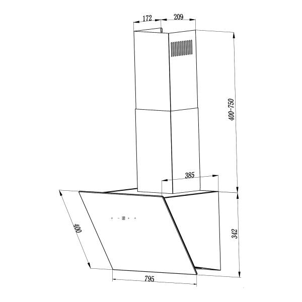 Schräghaube Respekta 80 cm D Weiß