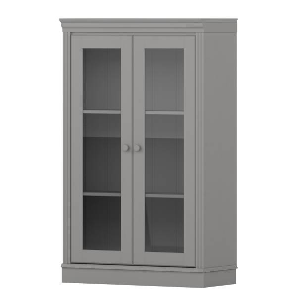 Houten kast LILLEHAMMER met glasdeur grijs grenenhout