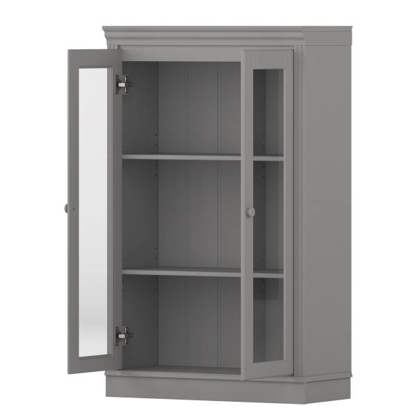 Houten kast LILLEHAMMER met glasdeur grijs grenenhout