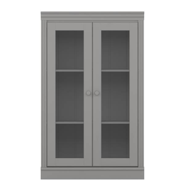 Houten kast LILLEHAMMER met glasdeur grijs grenenhout