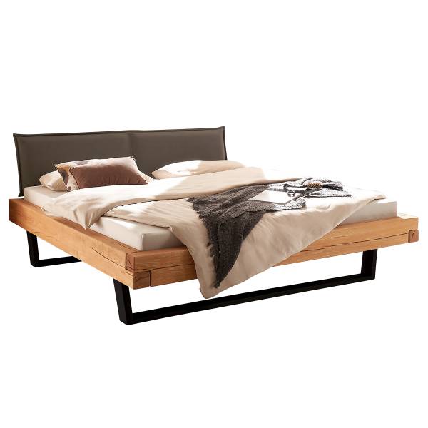Letto Ocal B con imbottitura Microfibra - Grigio / Pino miele - 140 x 200cm