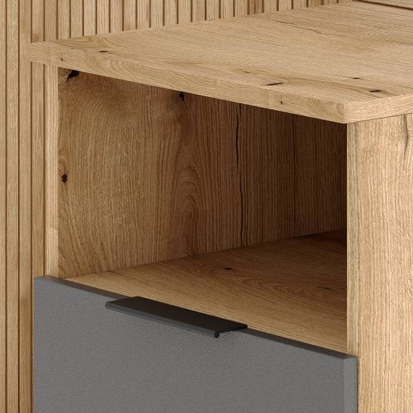 Kompaktgarderobe Nenden Typ C Grau / Eiche Artisan Dekor