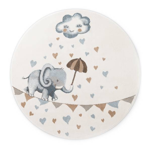 Kinderteppich Elephant Rainy Polypropylen - Creme