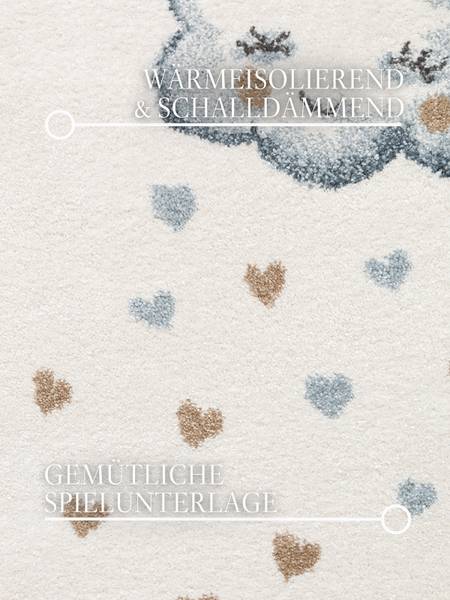 Kinderteppich Elephant Rainbow Polypropylen - Creme