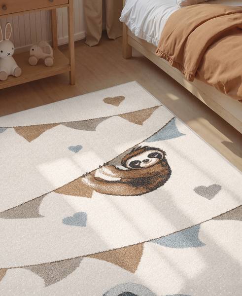 Kinderteppich Elephant Rainbow Party Polypropylen - Creme - 120 x 170 cm