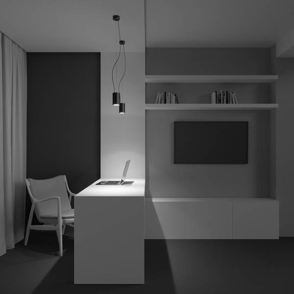 Suspension LED Efir Aluminium - 1 flamme - Noir