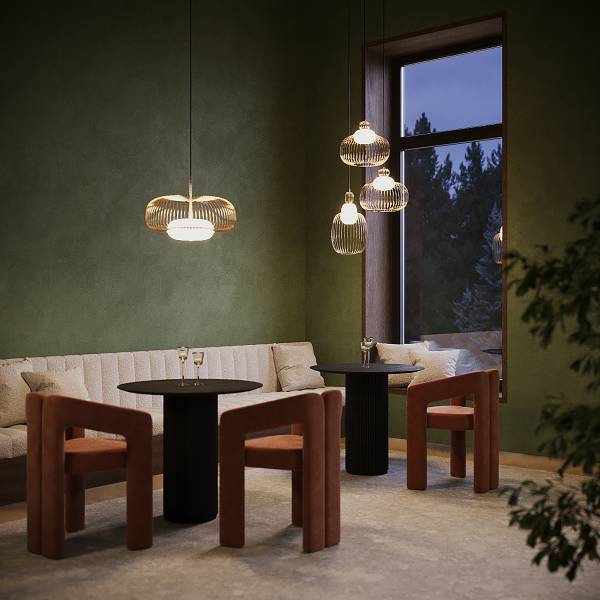 LED-Pendelleuchte Levitation Milchglas / Mischmetall - 1-flammig