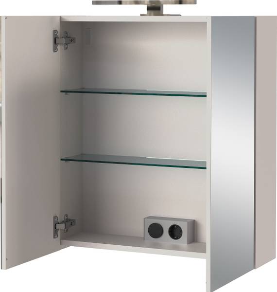 Badset Arnea 4-teilig Spiegelschrank Inklusive Beleuchtung - Kaschmir