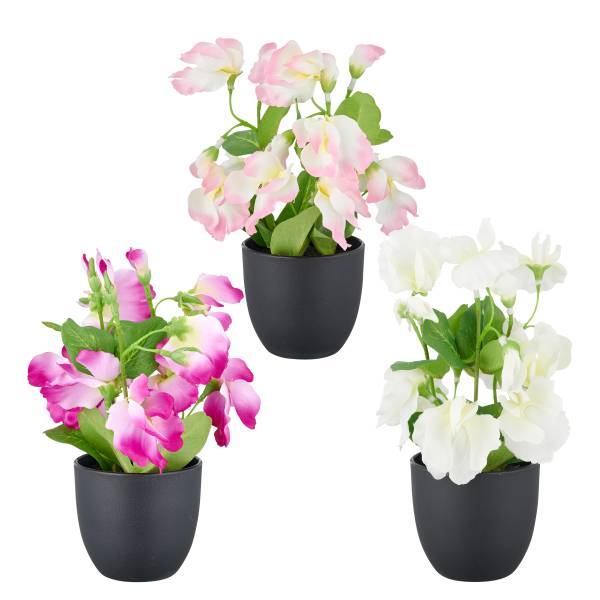 Kunstblume Wicke 3er-Set Polyethylen / Polyester - Multicolor