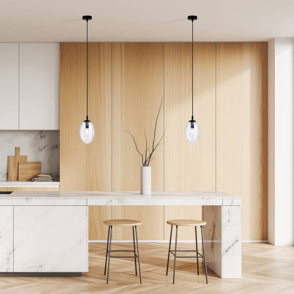 Suspension Astral type A Acier / verre transparent - Translucide - Nb d'ampoules : 1