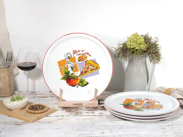 Pizzateller Milano Sofia 4er-Set Porzellan - Mehrfarbig