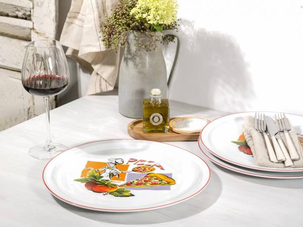Pizzateller Milano Sofia 4er-Set Porzellan - Mehrfarbig