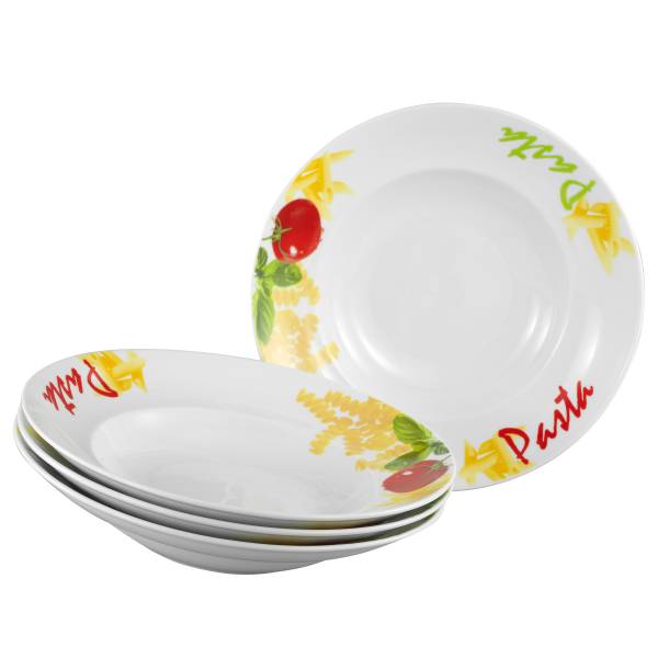 Pastateller Milano Pasta 4er-Set Porzellan - Mehrfarbig