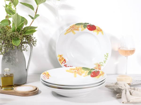 Pastateller Milano Pasta 4er-Set Porzellan - Mehrfarbig