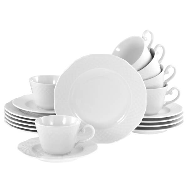 Kaffeeservice Arianne 18-teilig Porzellan - Weiß