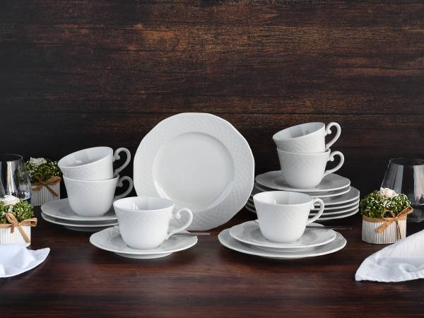Kaffeeservice Arianne 18-teilig Porzellan - Weiß
