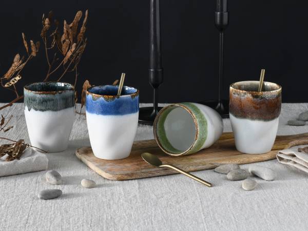 Kaffeebecher Squeezy Cascade 4er-Set Keramik - Mehrfarbig