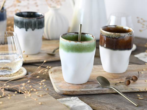 Kaffeebecher Squeezy Cascade 4er-Set Keramik - Mehrfarbig