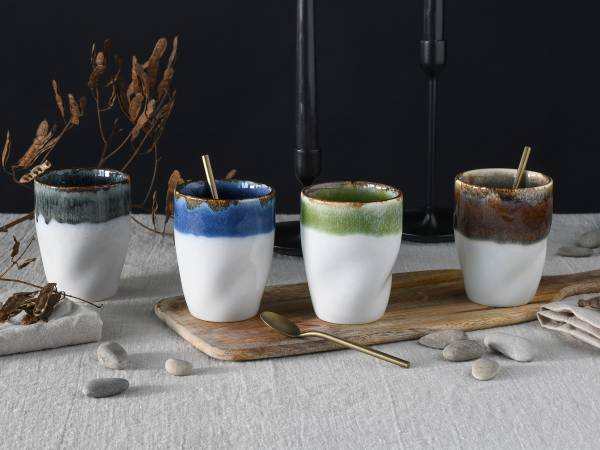 Kaffeebecher Squeezy Cascade 4er-Set Keramik - Mehrfarbig