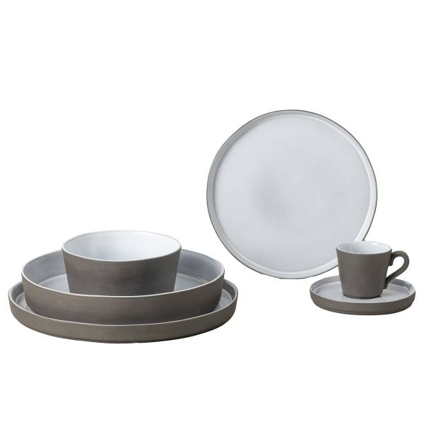 Kombiservice Lagoa Eco 5-teilig Typ B Keramik - Taupe / Weiß