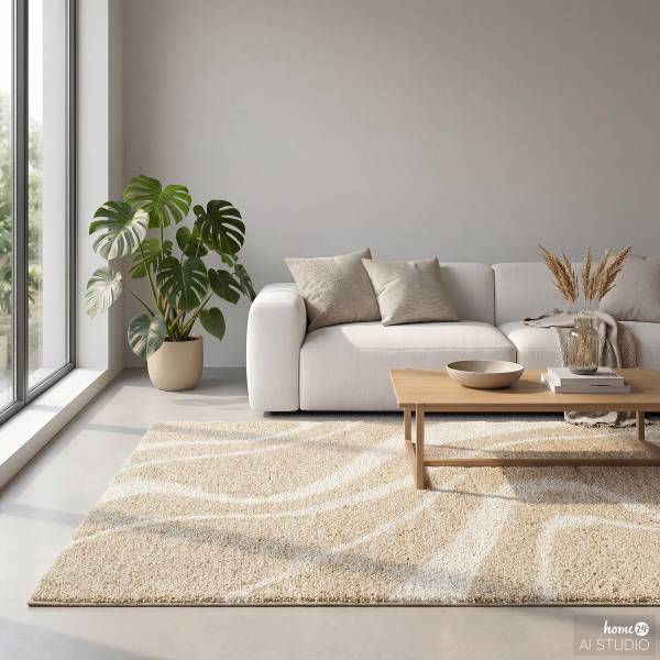 Hochflorteppich Naro Polyester - Beige - 200 x 290 cm