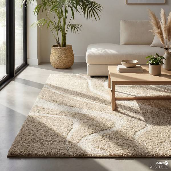 Hochflorteppich Naro Polyester - Beige - 200 x 290 cm