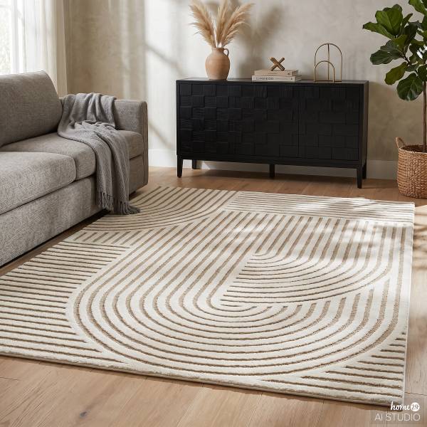 Hochflorteppich Lioraen Polypropylen / Polyester - Weiß / Beige - 160 x 230 cm