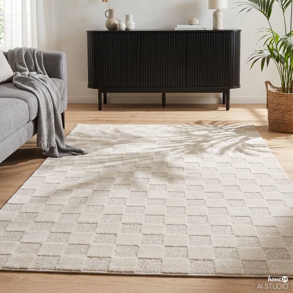 Kurzflorteppich Arina Polypropylen / Polyester - Creme - 200 x 290 cm