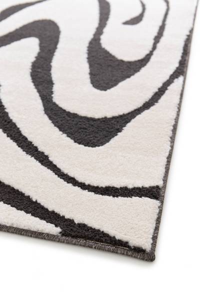 Kurzflorteppich Ario Polypropylen / Polyester - Weiß / Schwarz - 200 x 290 cm