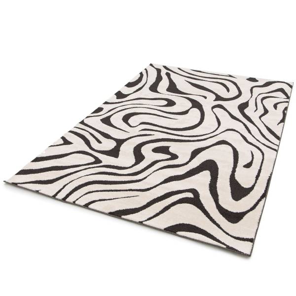 Kurzflorteppich Ario Polypropylen / Polyester - Weiß / Schwarz - 200 x 290 cm