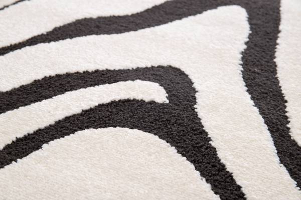 Kurzflorteppich Ario Polypropylen / Polyester - Weiß / Schwarz - 200 x 290 cm
