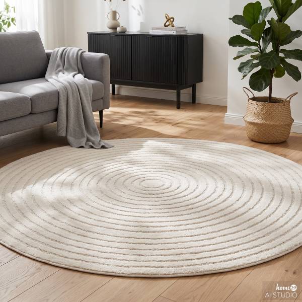 Hochflorteppich Lora Polypropylen / Polyester - Weiß / Beige - 200 x 200 cm