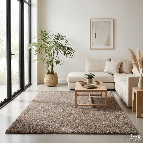 Hochflorteppich Lyraea Polypropylen - Sand - 140 x 200 cm