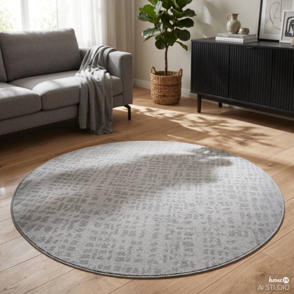 Hochflorteppich Lira Polypropylen / Polyester - Grau - 160 x 160 cm