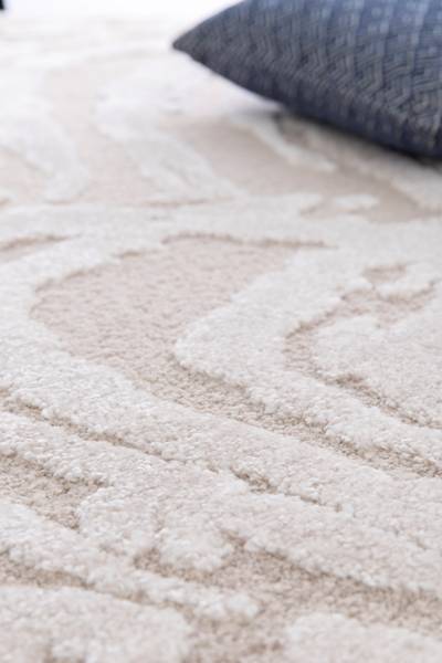 Tapis poils longs Liva Polypropylène / Polyester - Beige - 160 x 160 cm