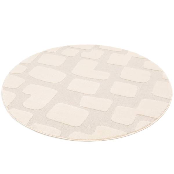 Tappeto pelo lungo Lorea Polipropilene / Poliestere - Bianco / Beige - 160 x 160 cm