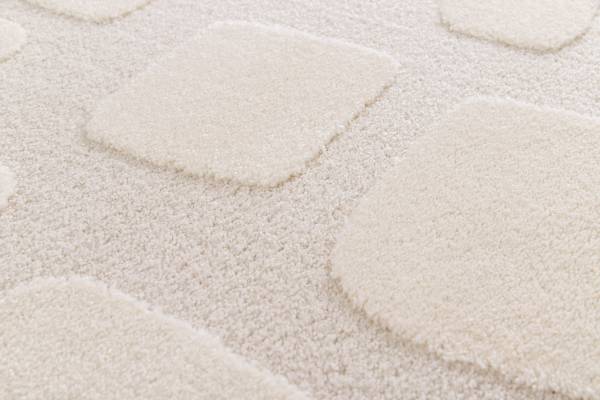 Tappeto pelo lungo Lorea Polipropilene / Poliestere - Bianco / Beige - 160 x 160 cm