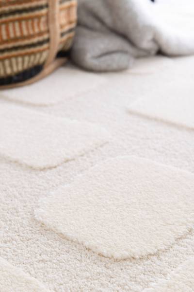 Tappeto pelo lungo Lorea Polipropilene / Poliestere - Bianco / Beige - 160 x 160 cm