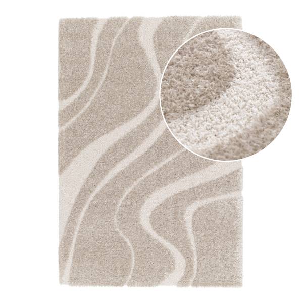 Hochflorteppich Naro Polyester - Grau - 160 x 230 cm